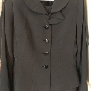 Sassy Black Skirt Suit With Scalloped Collar